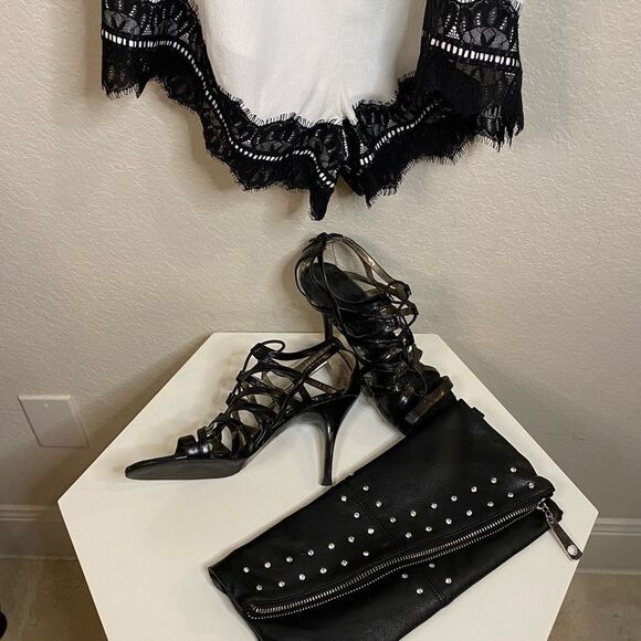 Black Rhinestone Fold Over Clutch - Picture 5 of 5